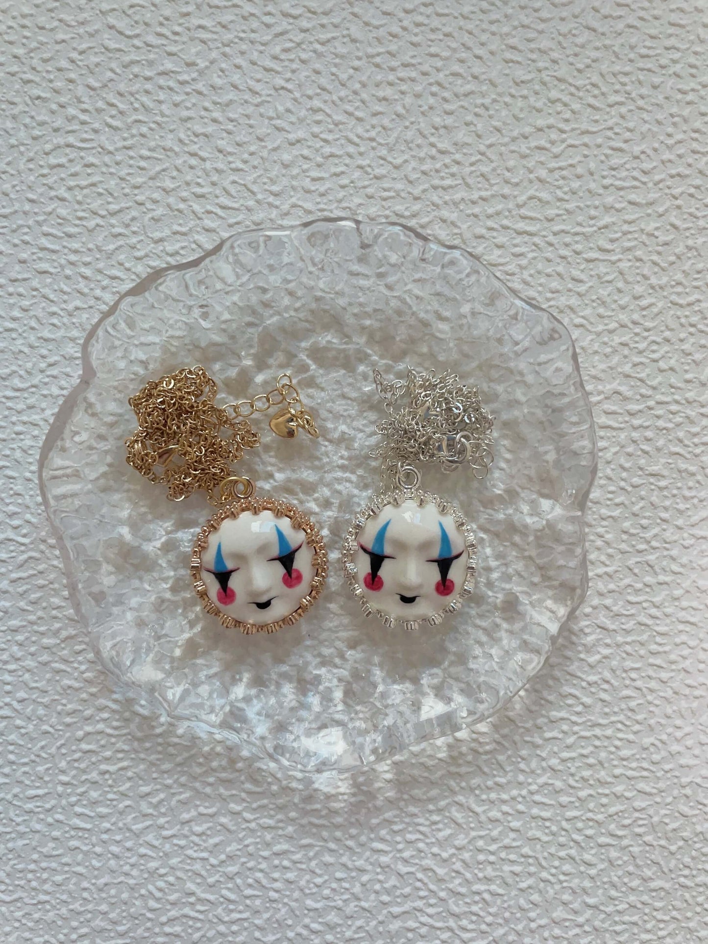 Handmade ceramic crown pendant